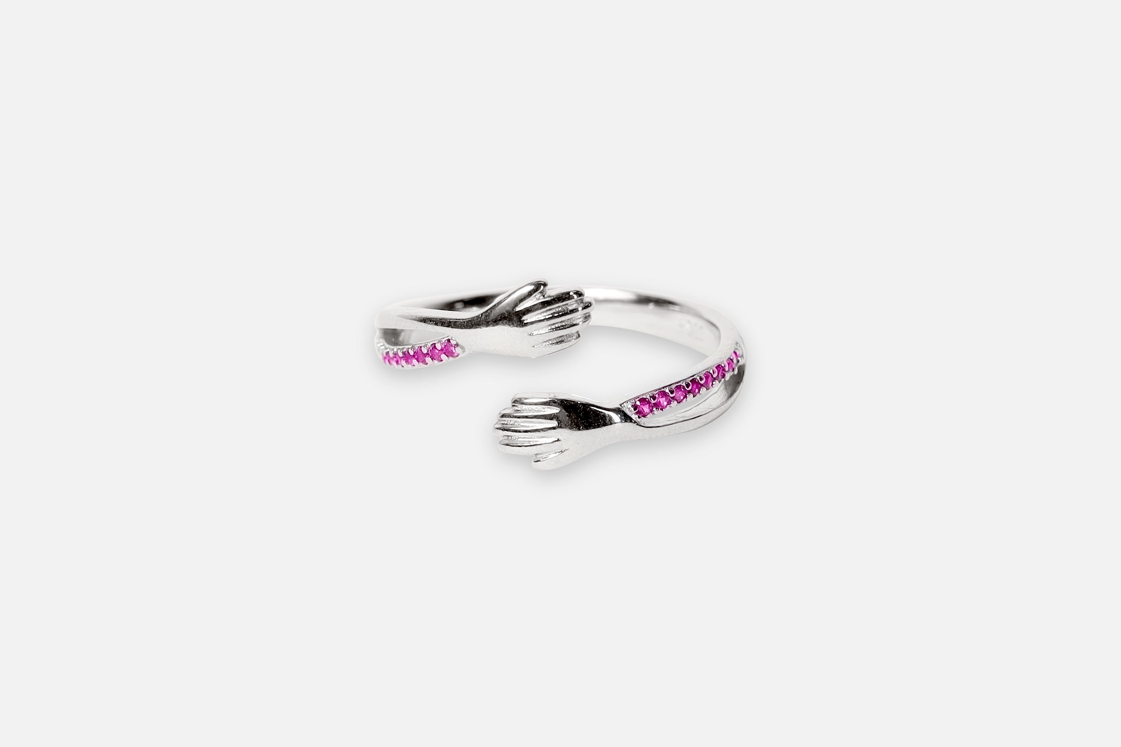 925 Hug Red Diamonds Ring