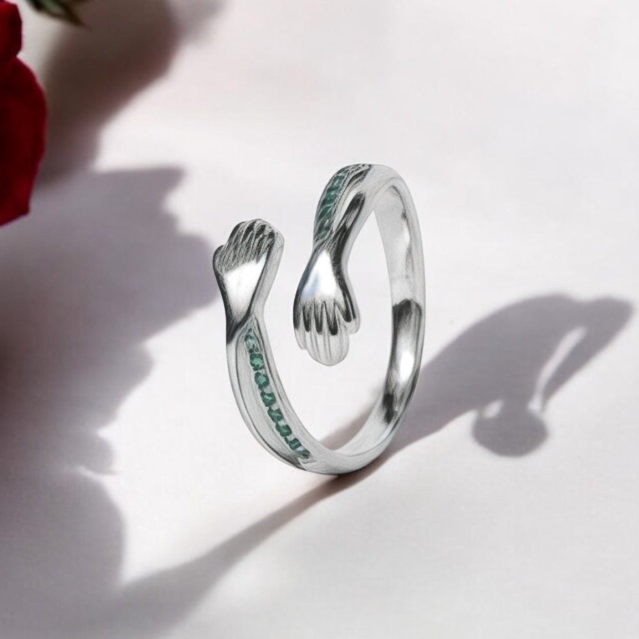 925 Silver Hug Diamonds Ring