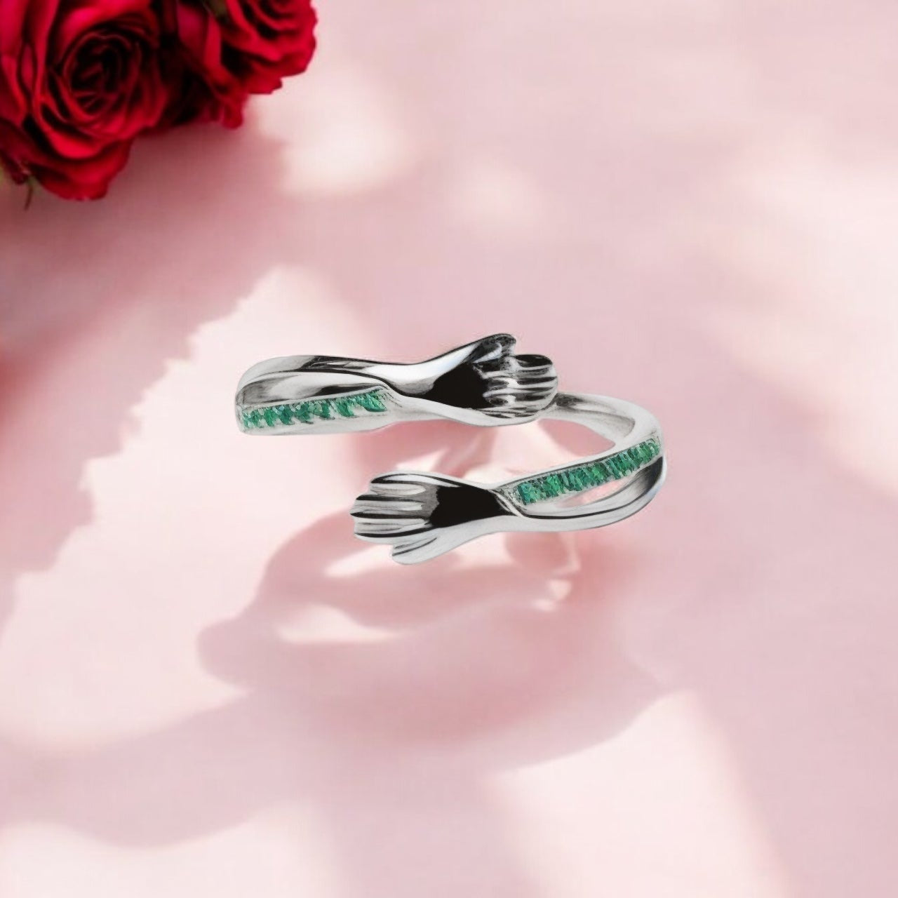 925 Silver Hug Diamonds Ring