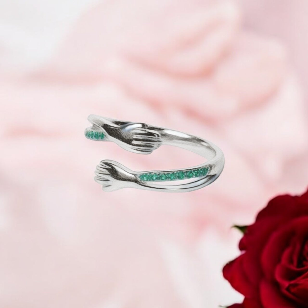 925 Silver Hug Diamonds Ring