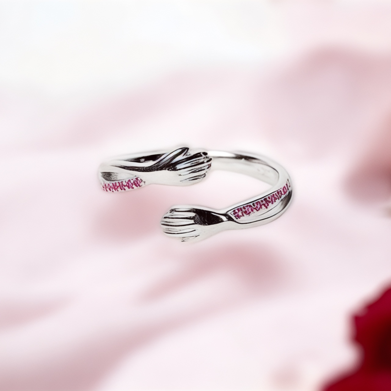 925 Silver Hug Diamonds Ring
