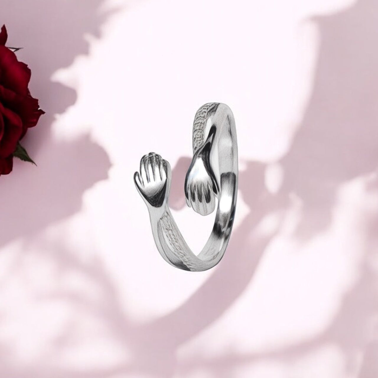 925 Silver Hug Diamonds Ring