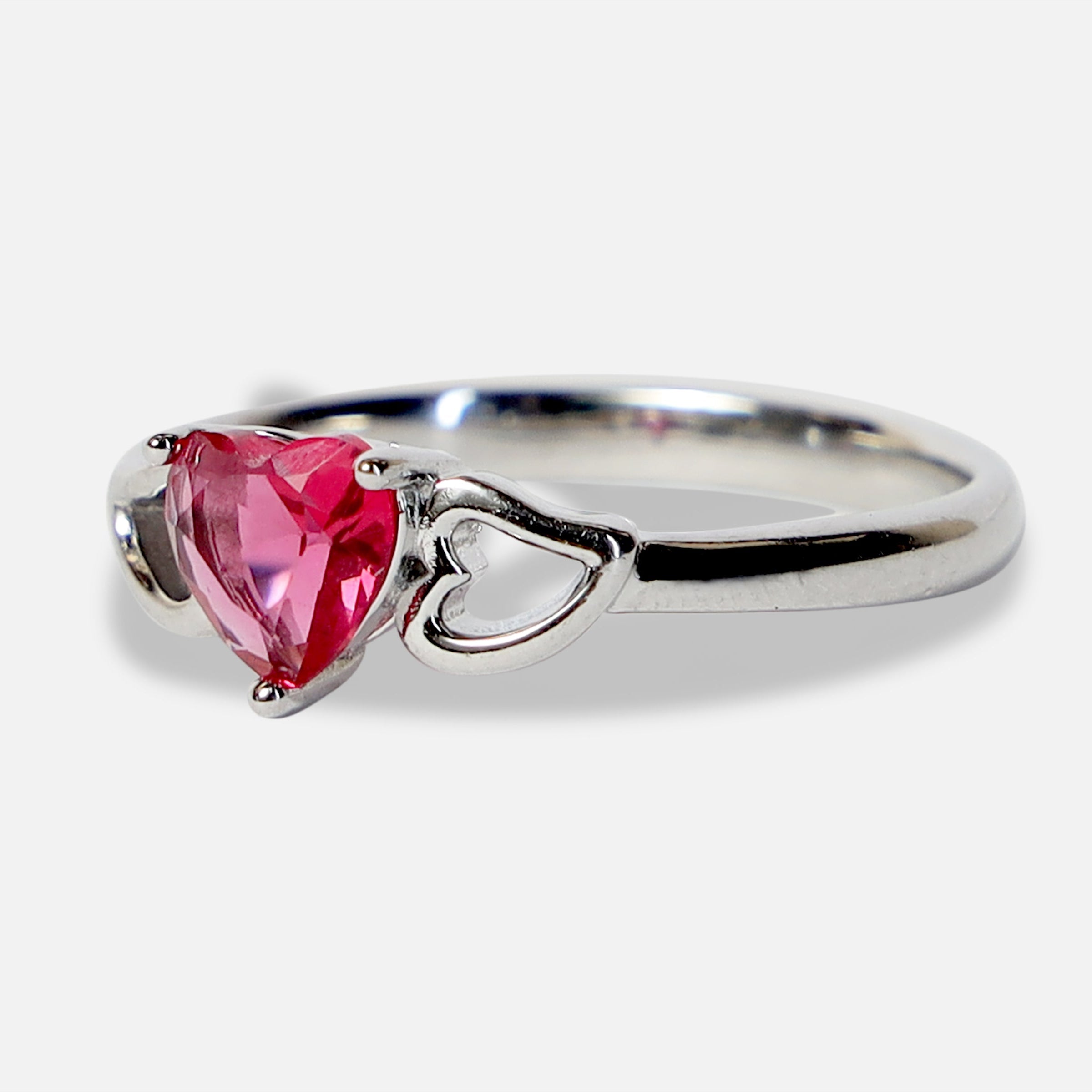 Red Heart Silver Ring