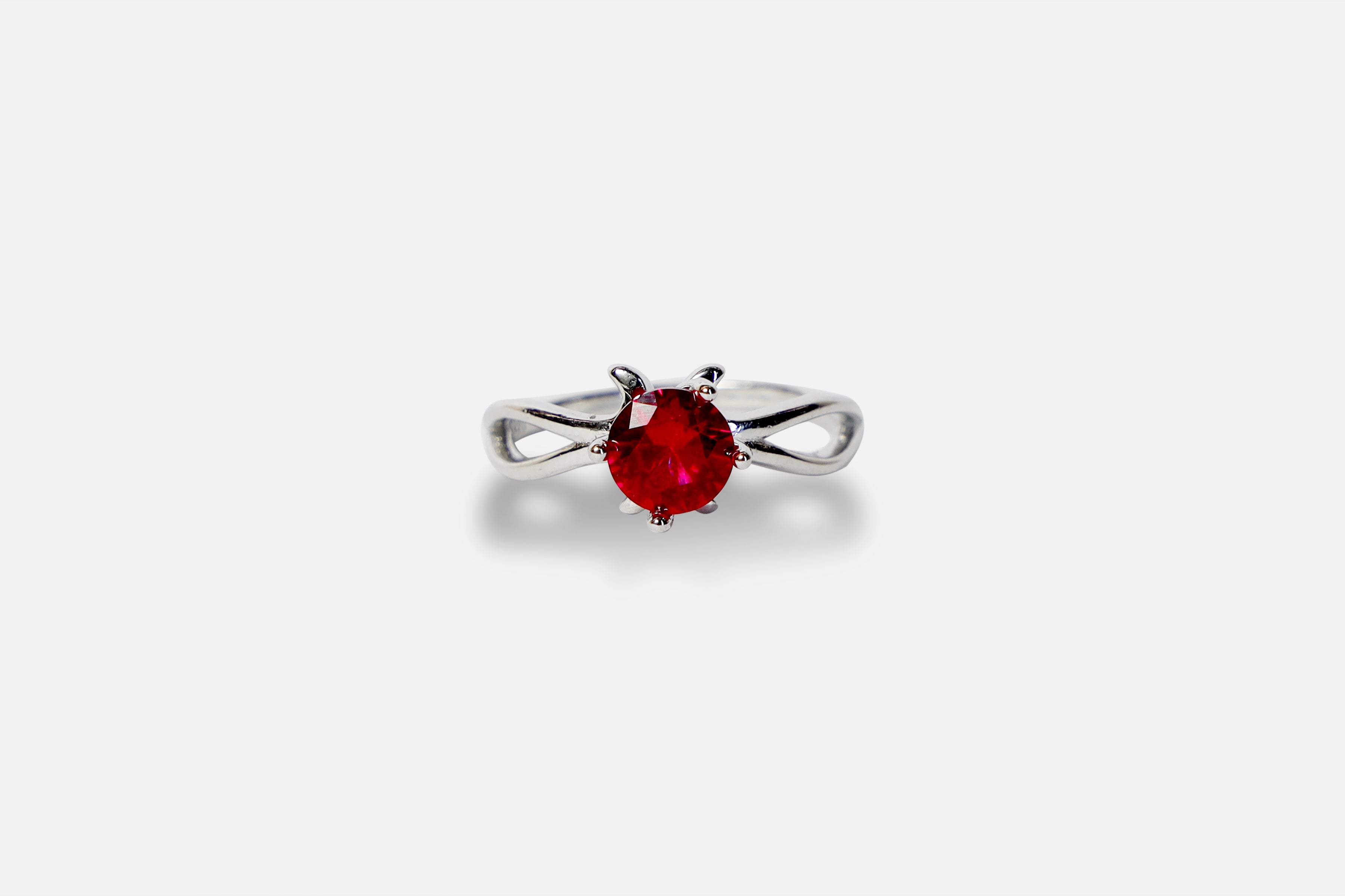 Red Blossom Silver Ring