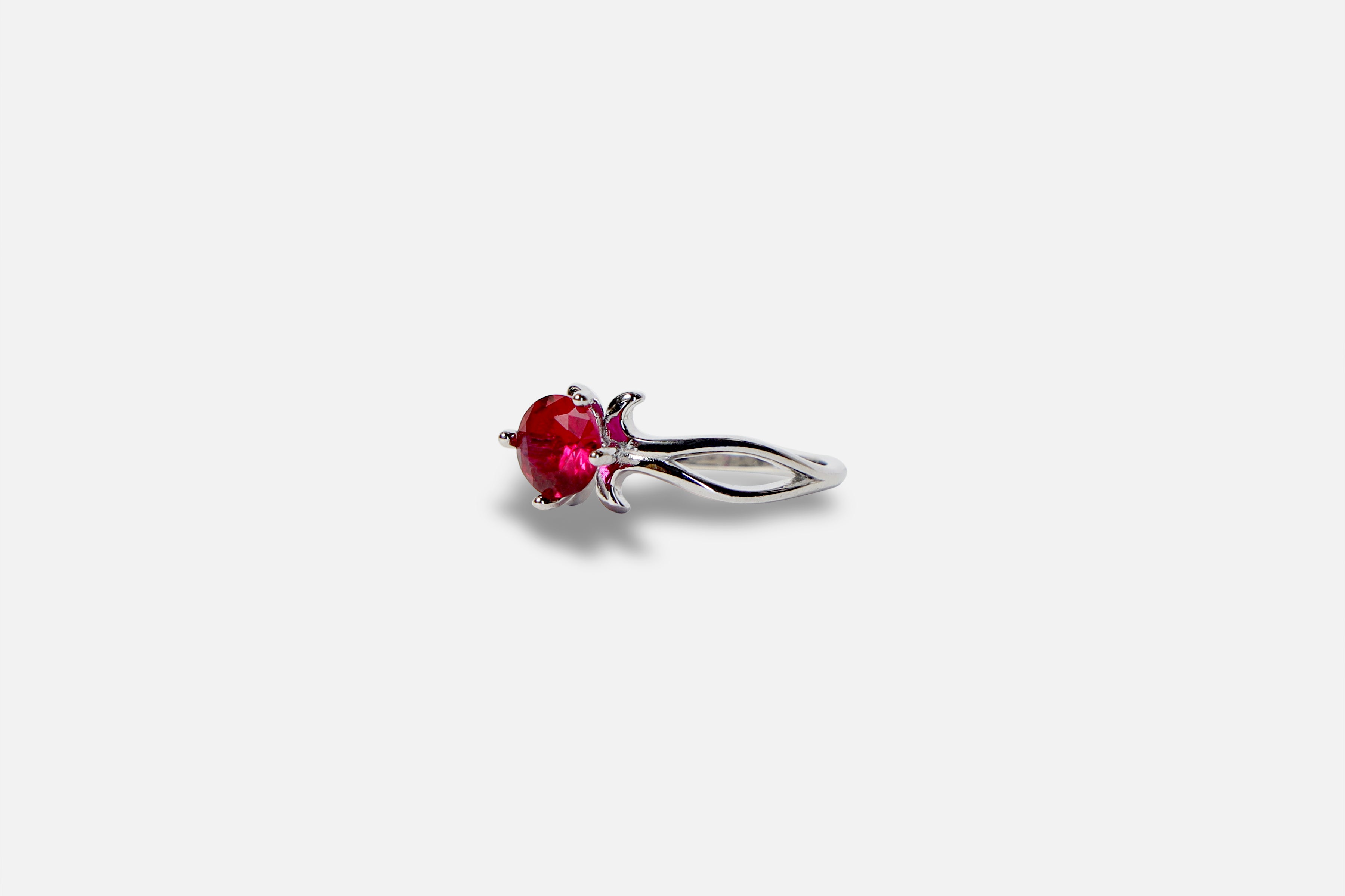 Red Blossom Silver Ring