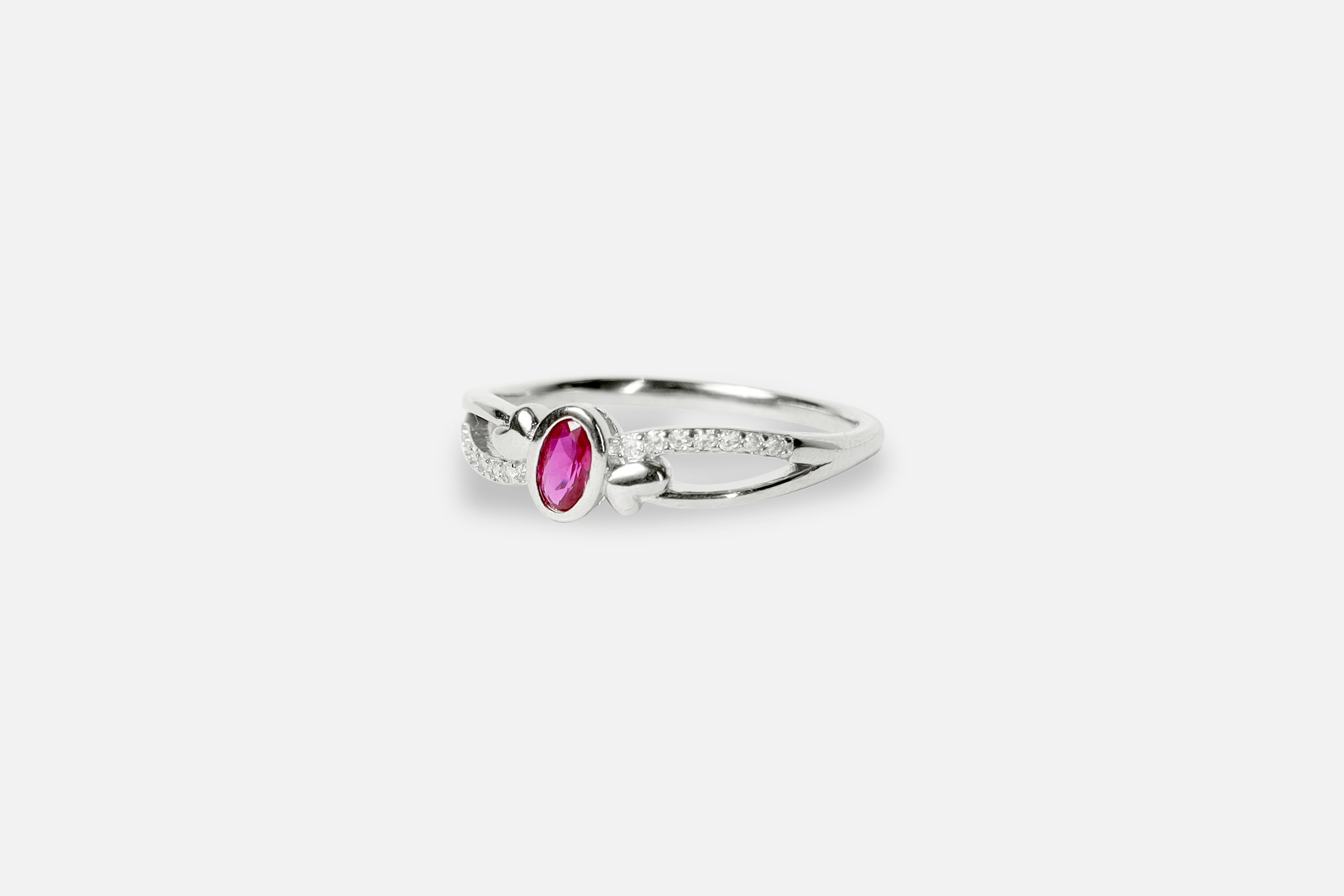 Red Oval Silver Ring
