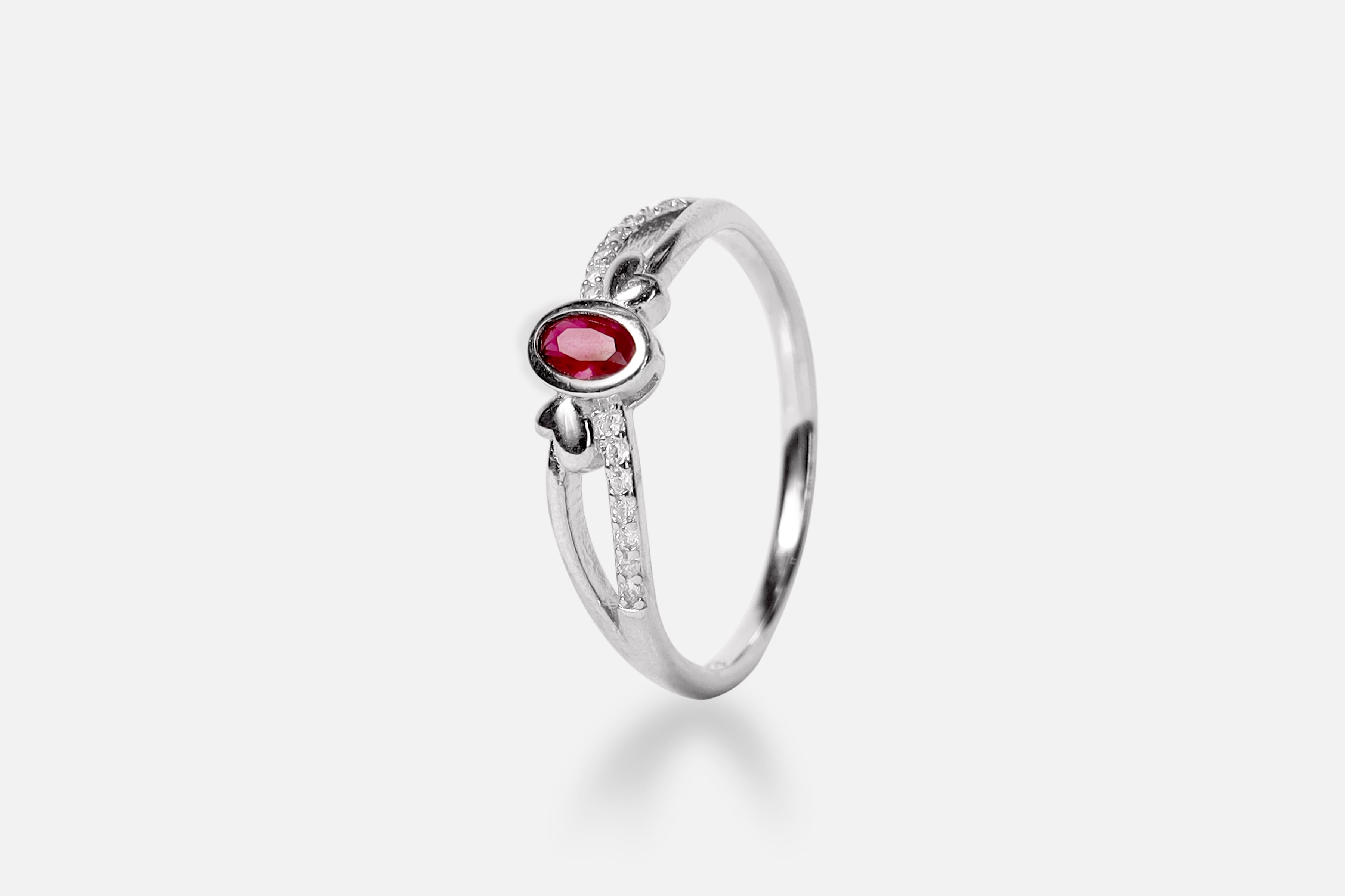 Red Oval Silver Ring