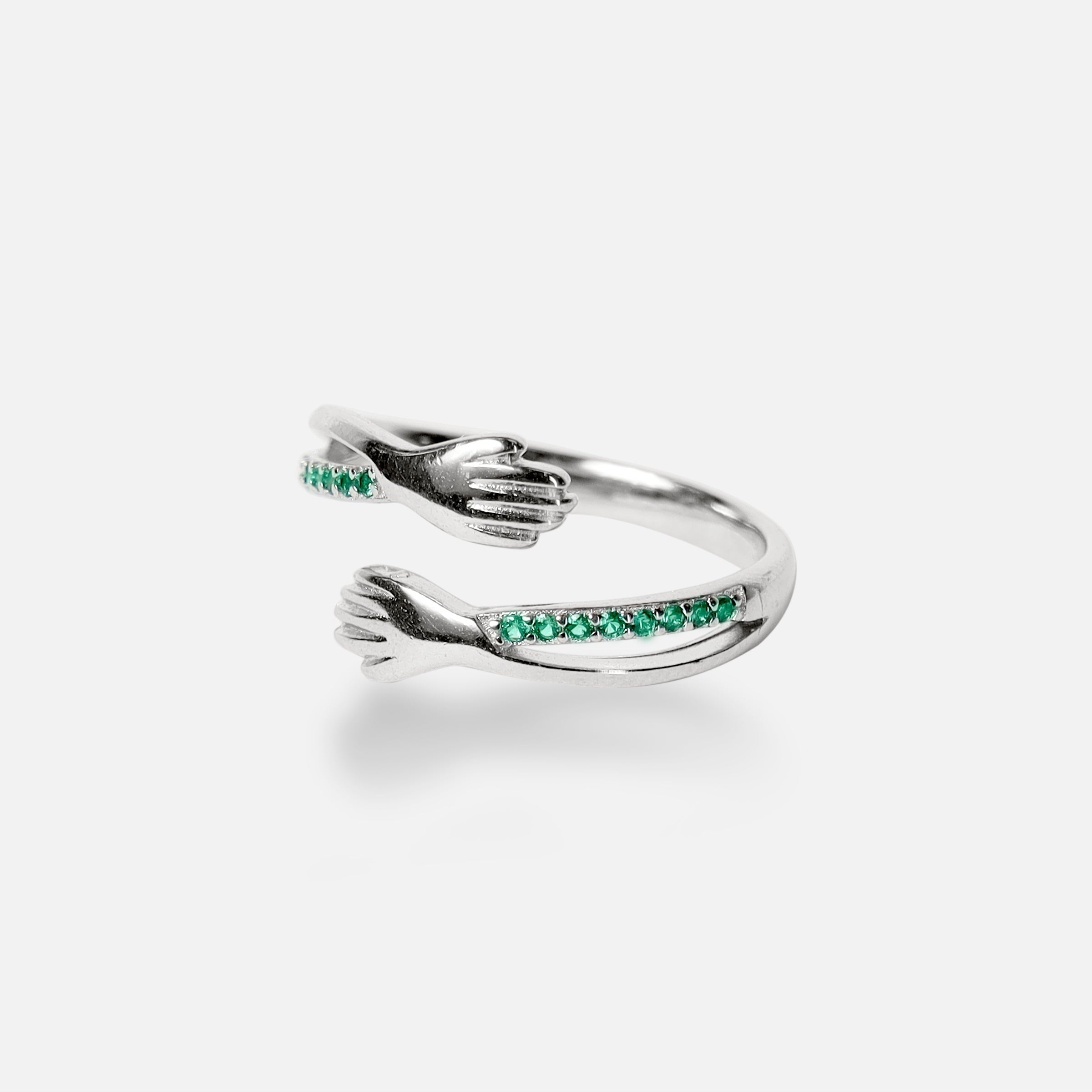 925 Hug Green Diamonds Ring