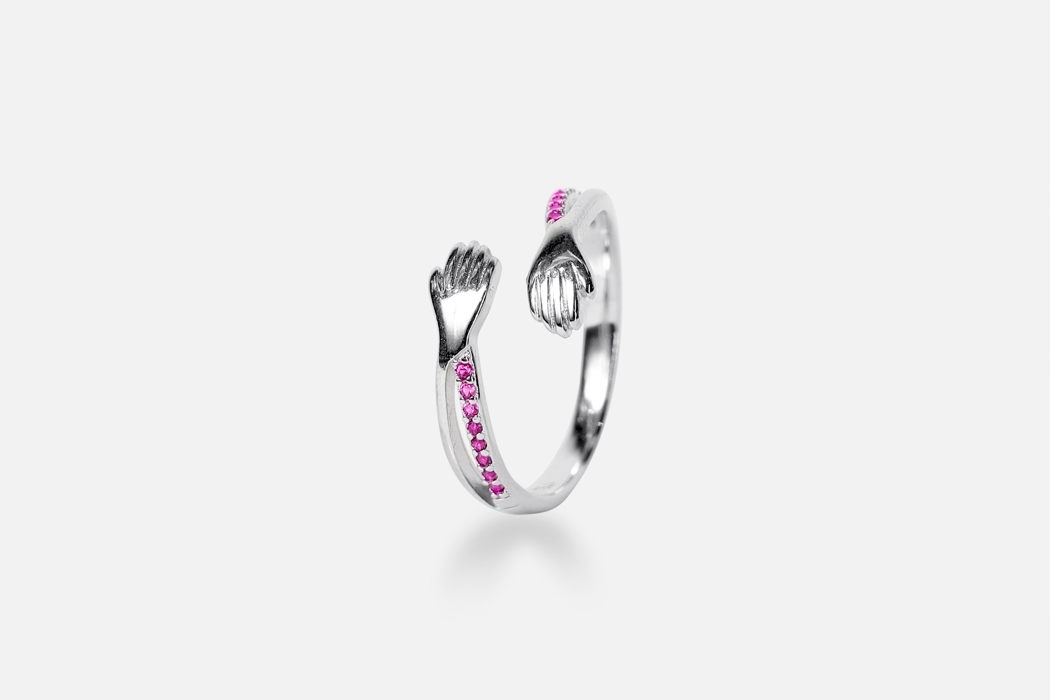 925 Hug Red Diamonds Ring