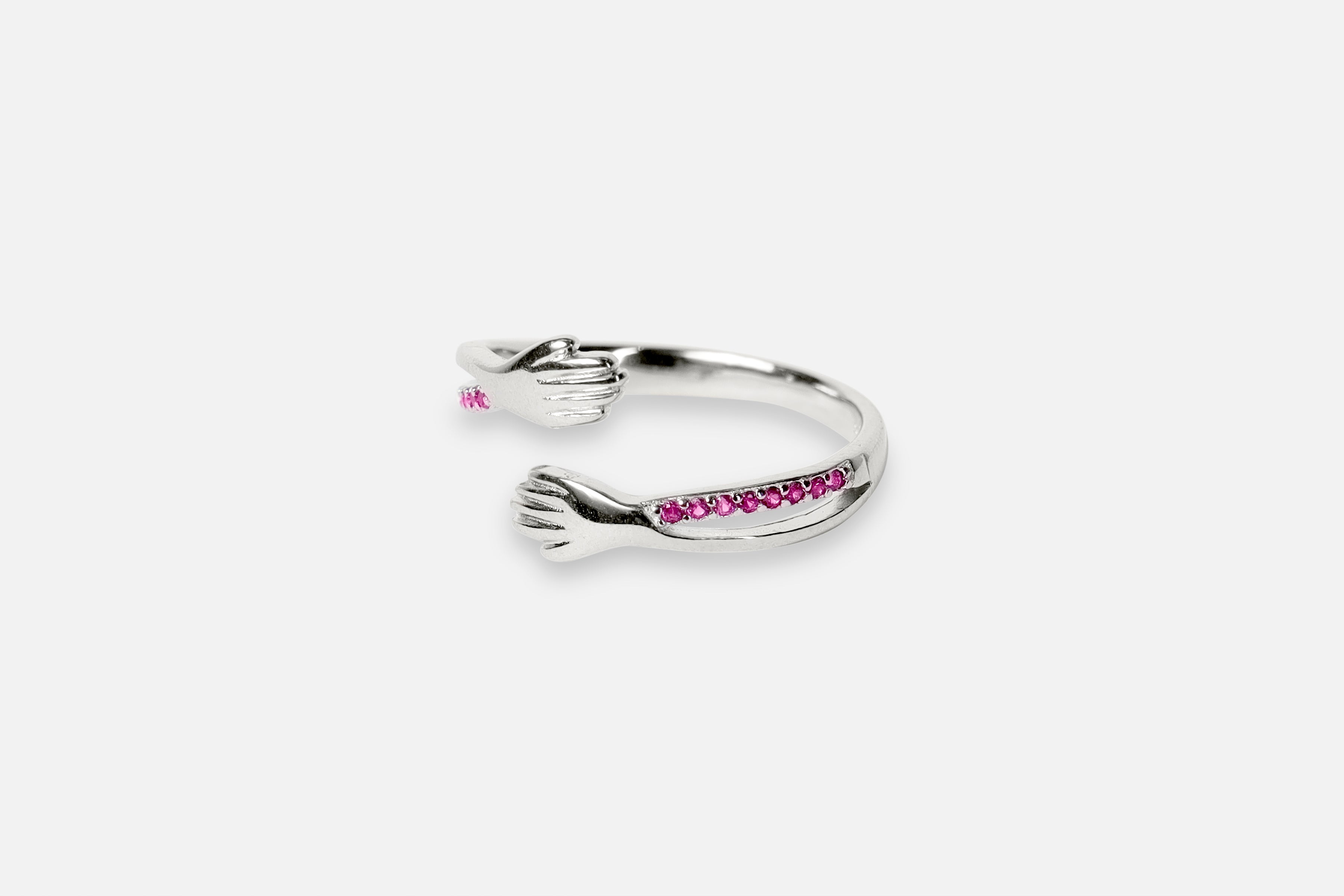 925 Hug Red Diamonds Ring