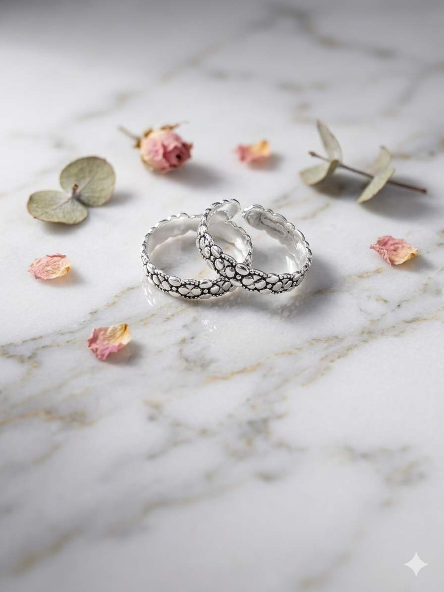 Silver Toe Ring With Oxodise
