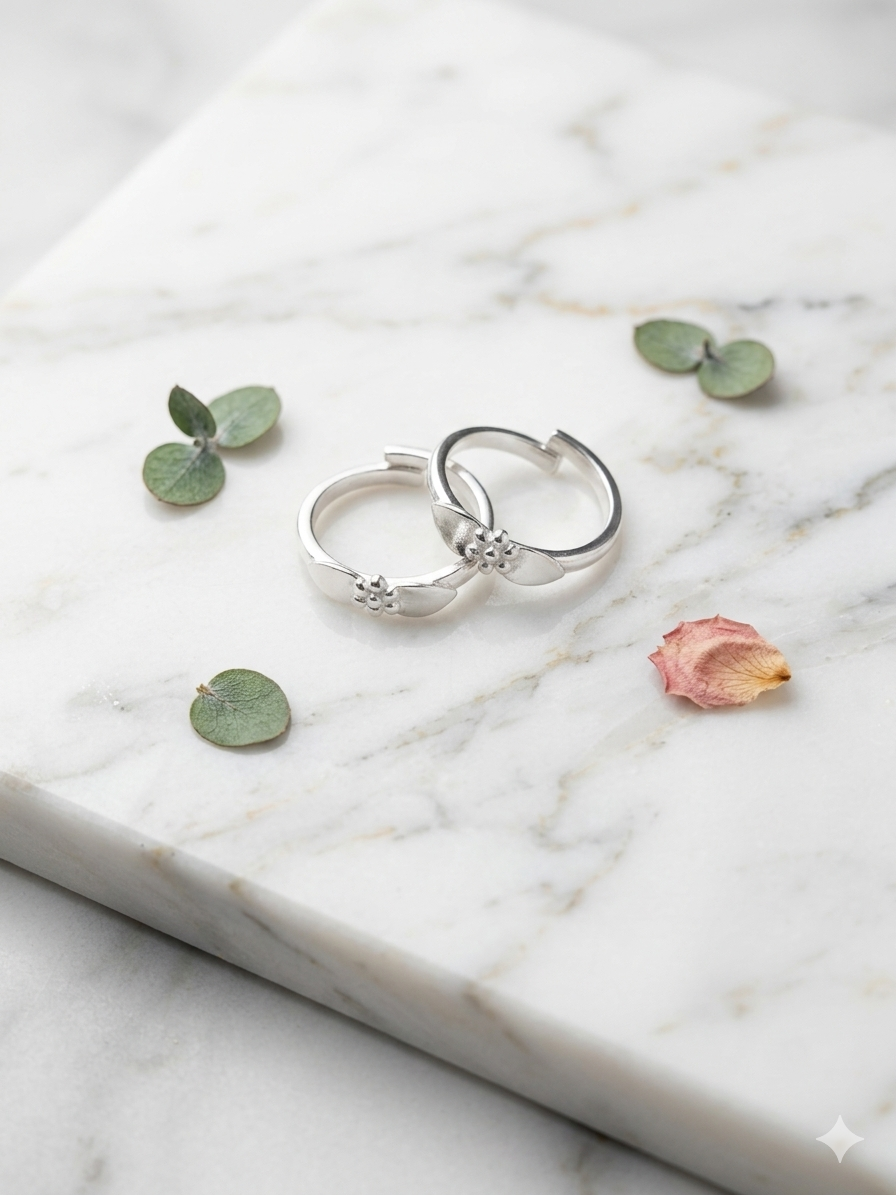 Silver Flower Toe Ring