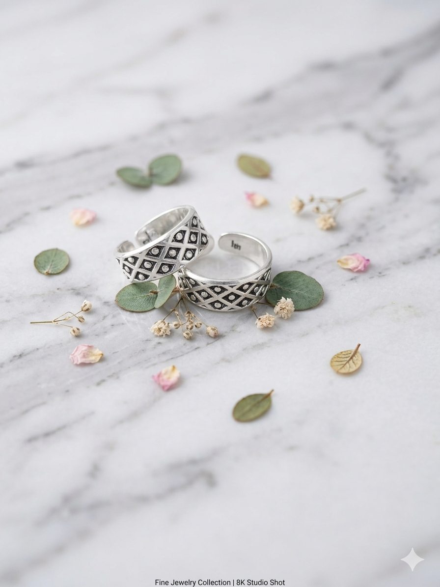 Silver Toe Ring With Cross Oxodise