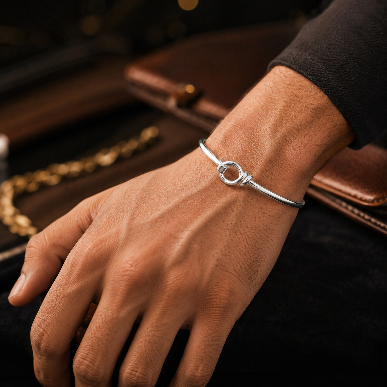 925 Silver Round Lock Kada