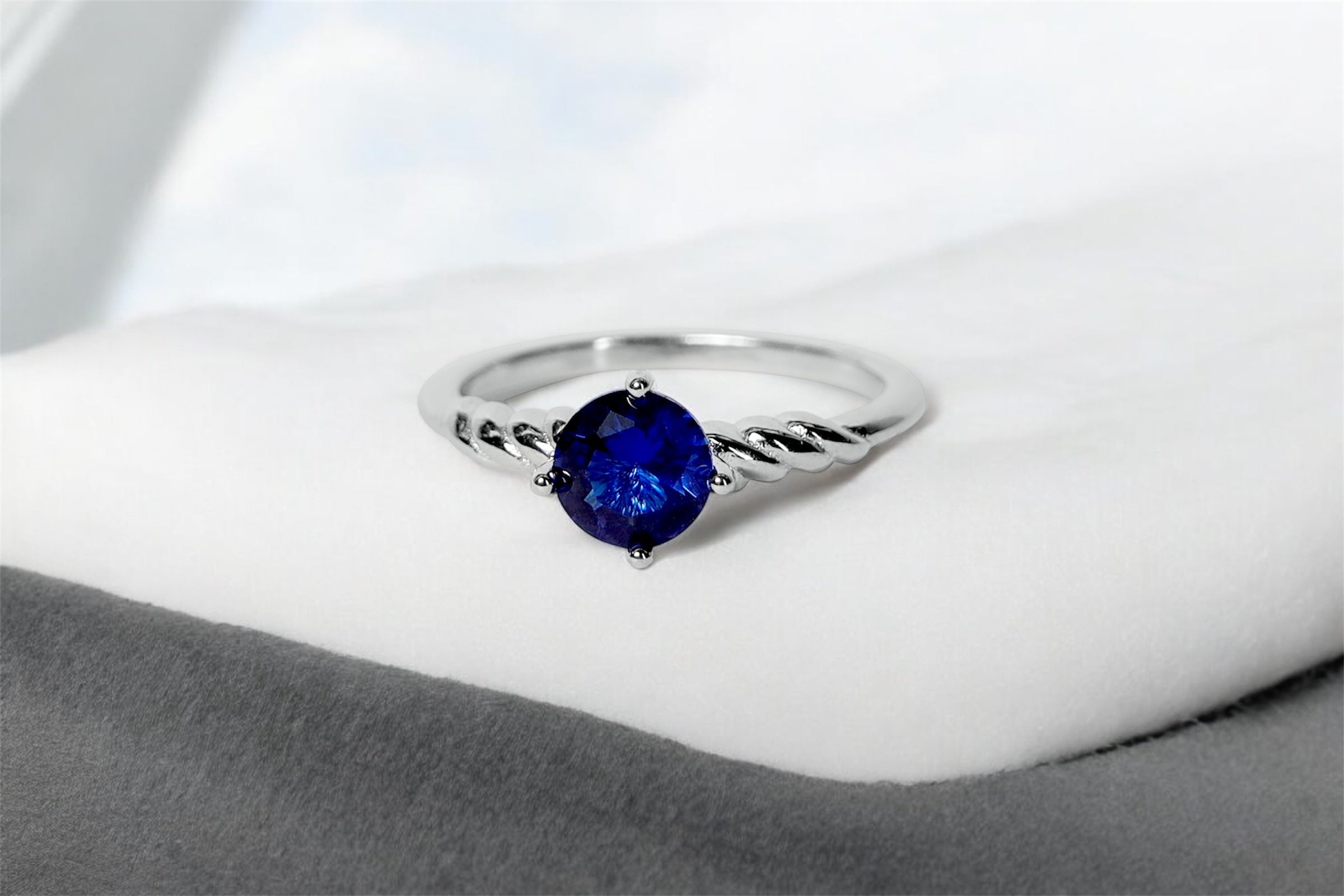 Blue Heart Silver Ring