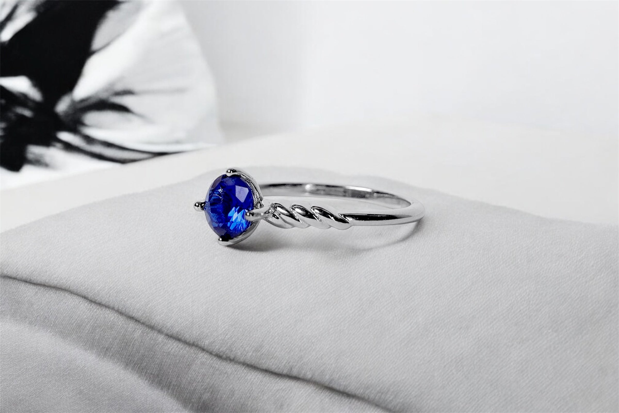 Blue Heart Silver Ring